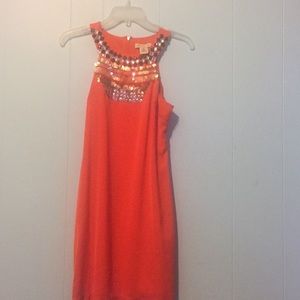 Orange jeweled casual dress